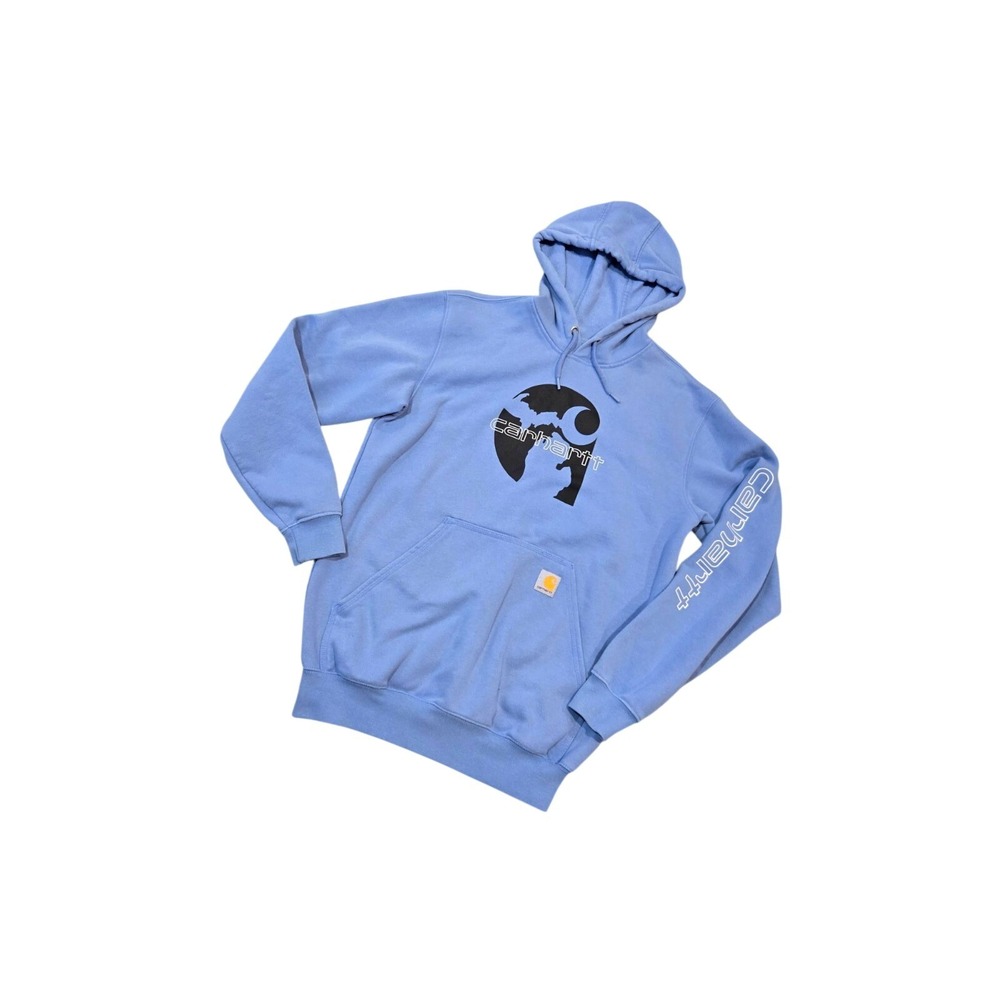 Carhartt Loose Fit Pullover Hoodie Blue Fleece‎ Graphic Print S Men's